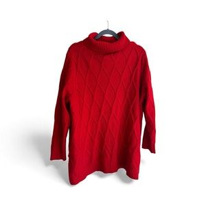 Cozy Red Turtleneck Cable Knit Sweater women’s size xL
